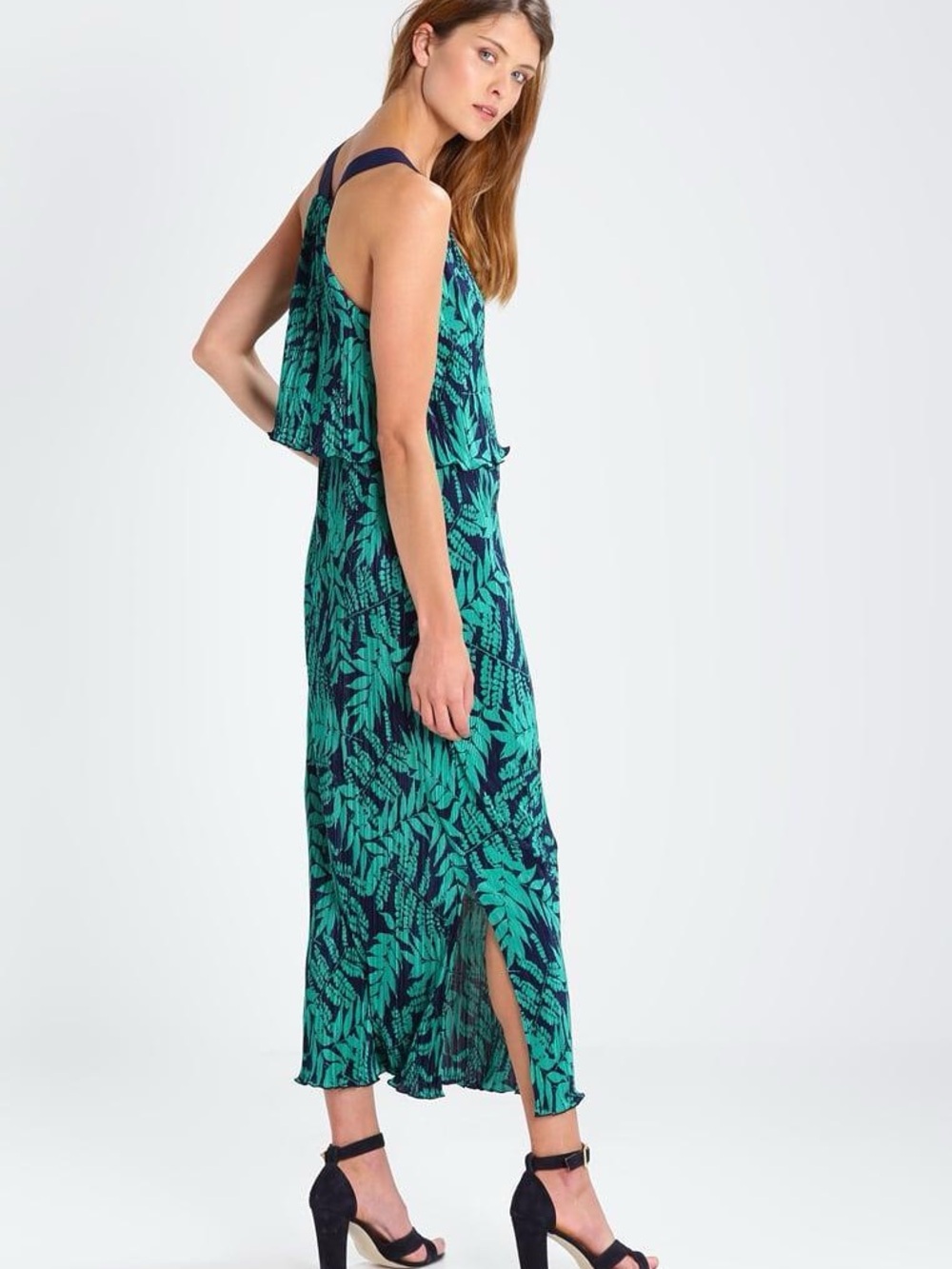 Banana Republic Green Leaf-Print Maxi Dress